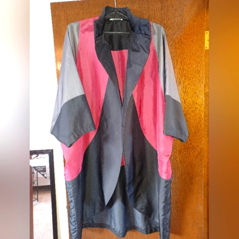 80's Forecaster International Ladies  Small Black, Gray, Red Cape Rain Jacket
